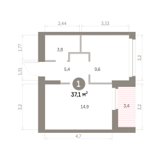 36.00 м² | 3 - 9 эт. 00