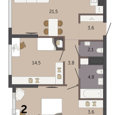 68.30 м² | 9 - 32 эт. 00