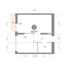40.00 м² | 3 - 8 эт. 00