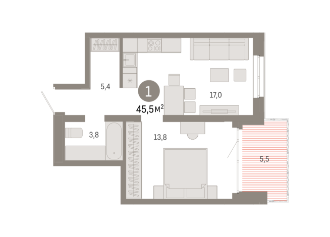 45.00 м² | 3 - 17 эт.