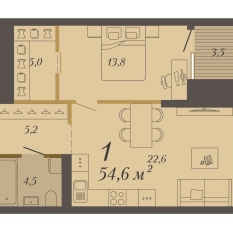 54.60 м² | 4 - 8 эт. 40