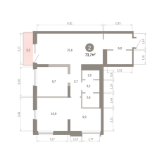 73.00 м² | 7 - 8 эт. 00