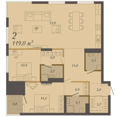 119.00 м² | 5 - 8 эт. 00