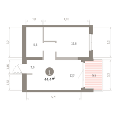 44.00 м² | 19 - 24 эт. 00