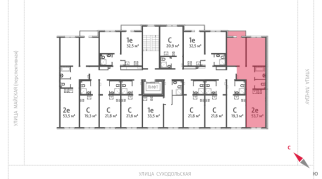 53.70 м² | 3 - 8 эт.