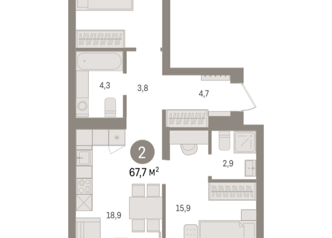 67.00 м² | 4 - 7 эт.
