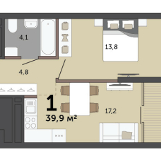 39.90 м² | 8 - 23 эт. 00