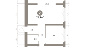 75.00 м² | 1 - 9 эт.