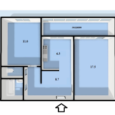 2-к квартира | 47.50 м² | 12 - 12 эт. 01