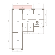 84.00 м² | 9 - 9 эт. 00