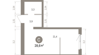 28.00 м² | 2 - 8 эт.