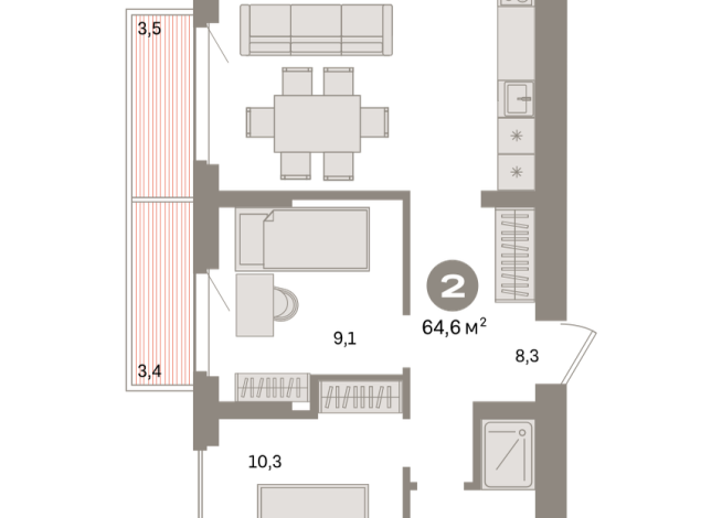 64.00 м² | 7 - 7 эт.