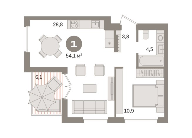 54.00 м² | 9 - 9 эт.