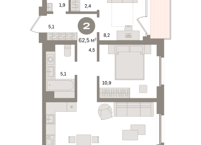 62.00 м² | 3 - 24 эт.