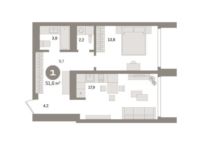 51.00 м² | 21 - 24 эт.