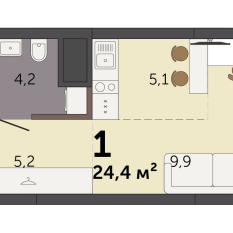 24.40 м² | 3 - 32 эт. 00