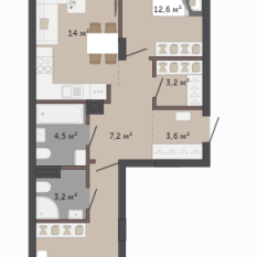 65.20 м² | 4 - 9 эт. 00