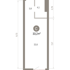 33.00 м² | 12 - 25 эт. 00