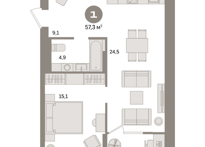 57.00 м² | 10 - 15 эт.