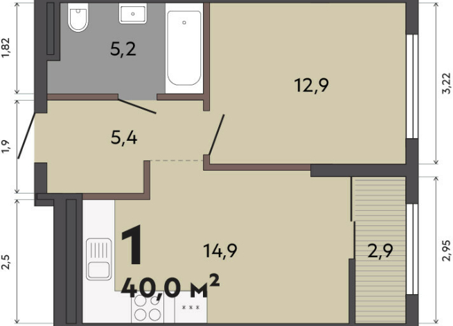 40.00 м² | 3 - 31 эт.