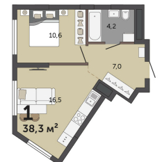 38.30 м² | 15 - 30 эт. 00