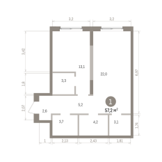 57.00 м² | 10 - 15 эт. 00