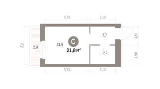 21.00 м² | 5 - 9 эт.