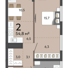 54.80 м² | 18 - 23 эт. 00