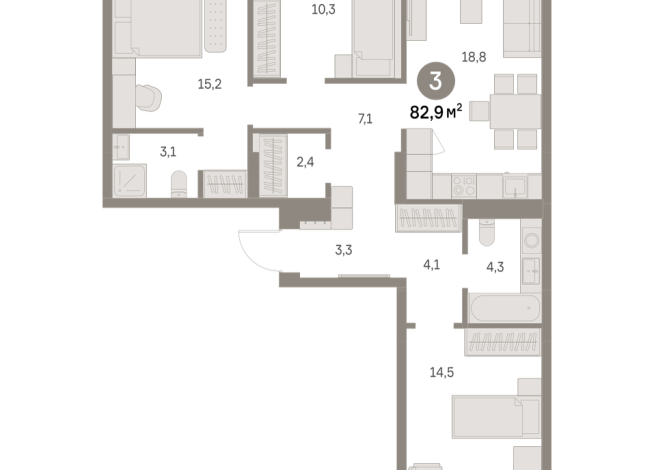 82.00 м² | 2 - 9 эт.