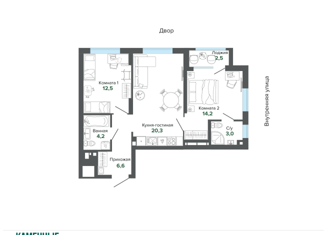 63.29 м² | 7 - 25 эт.