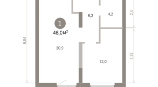46.00 м² | 5 - 8 эт.