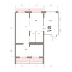 92.00 м² | 8 - 8 эт. 00