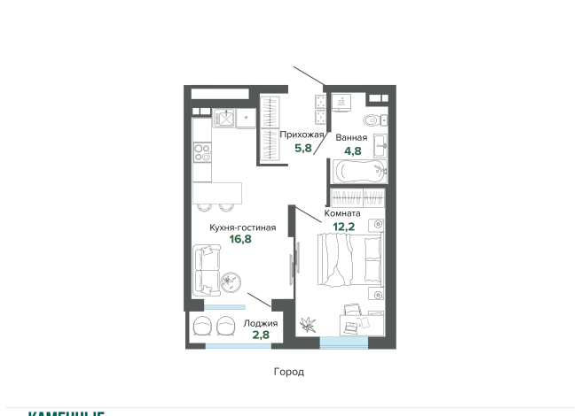 42.30 м² | 2 - 25 эт.