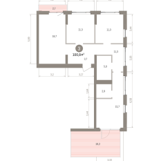 100.00 м² | 2 - 7 эт. 00