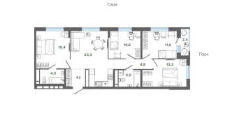 94.50 м² | 18 - 24 эт.