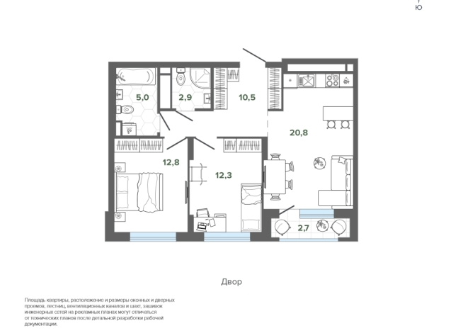 67.05 м² | 18 - 24 эт.