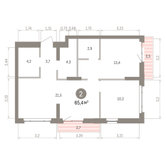 65.00 м² | 5 - 7 эт. 00