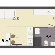 24.50 м² | 2 - 32 эт. 00