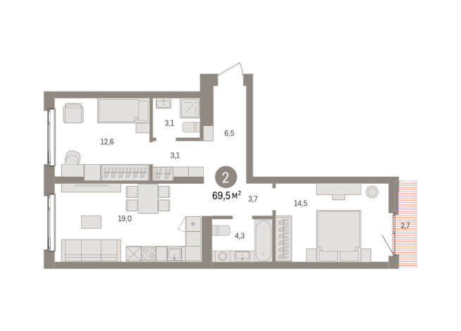 69.00 м² | 4 - 7 эт.