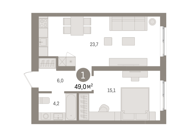 49.00 м² | 8 - 9 эт.