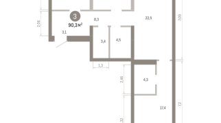 90.00 м² | 3 - 7 эт.