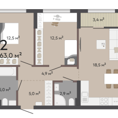63.00 м² | 9 - 17 эт. 00