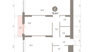 75.00 м² | 9 - 16 эт.