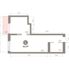 44.00 м² | 6 - 8 эт. 00