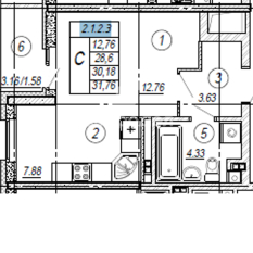 1-к квартира | 31.00 м² | 3 - 29 эт. 00