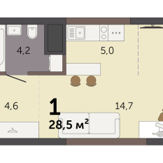 28.50 м² | 9 - 32 эт. 00