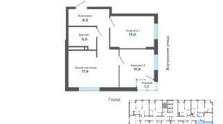 56.71 м² | 6 - 25 эт.