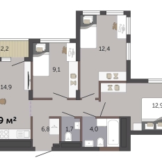 62.90 м² | 3 - 19 эт. 00
