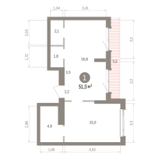 51.00 м² | 22 - 25 эт. 00