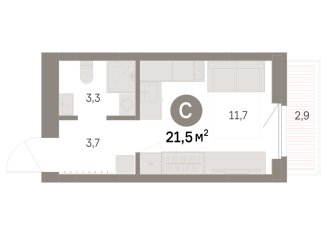 21.00 м² | 6 - 9 эт.
